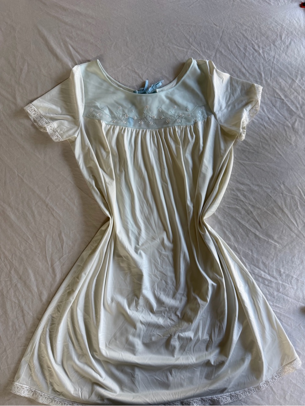 1960s Maternity Nightgown with Baby Blue Accents
